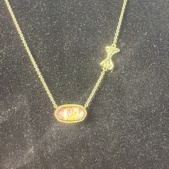 Kendra Scott Elisa Bow Gold Necklace LoveShackFancy Luna Rosa Pink Illusion NEW - Picture 9 of 11